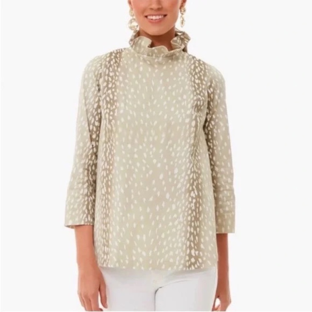 Tuckernuck Antelope Faye Blouse Fawn Animal Print XXL